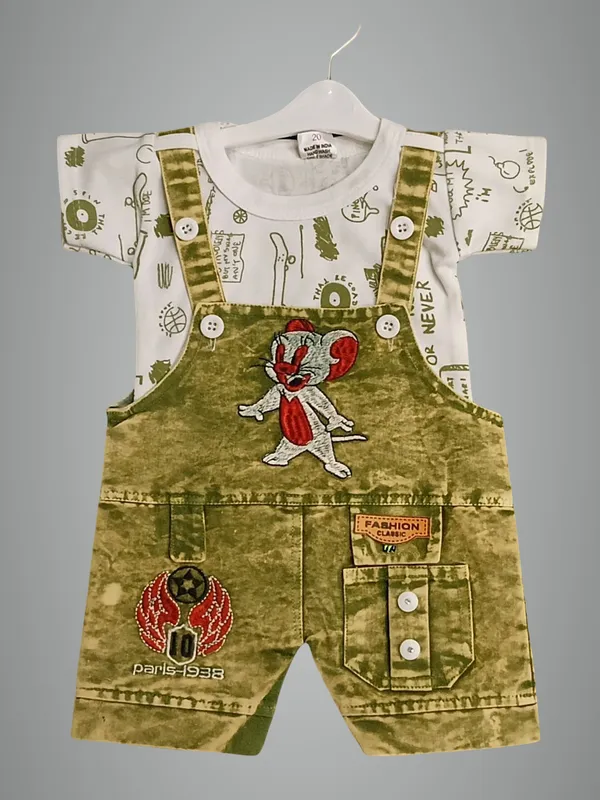 Green_Denim_Printed_Dungaree_For_Baby_Boys_&_Baby_Girls