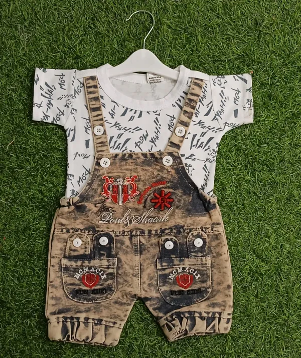 Brown_Denim_Printed_Dungaree_For_Baby_Boys_&_Baby_Girls