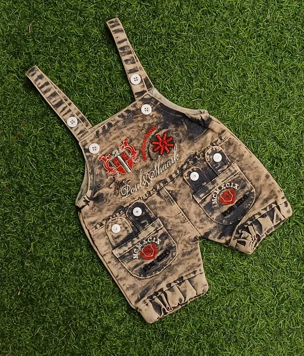 Brown_Denim_Printed_Dungaree_For_Baby_Boys_&_Baby_Girls