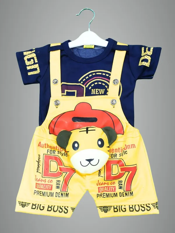 Yellow_Polycotton_Printed_Dungaree_For_Baby_Boys_&_Baby_Girls
