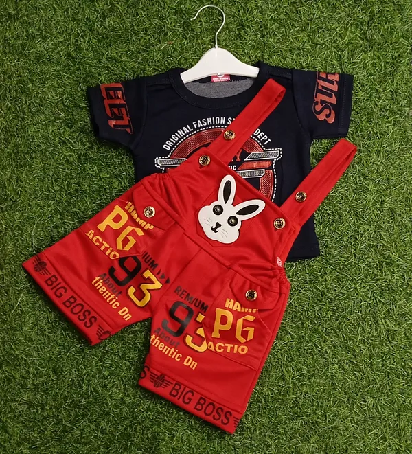 Red_Polycotton_Printed_Dungaree_For_Baby_Boys_&_Baby_Girls