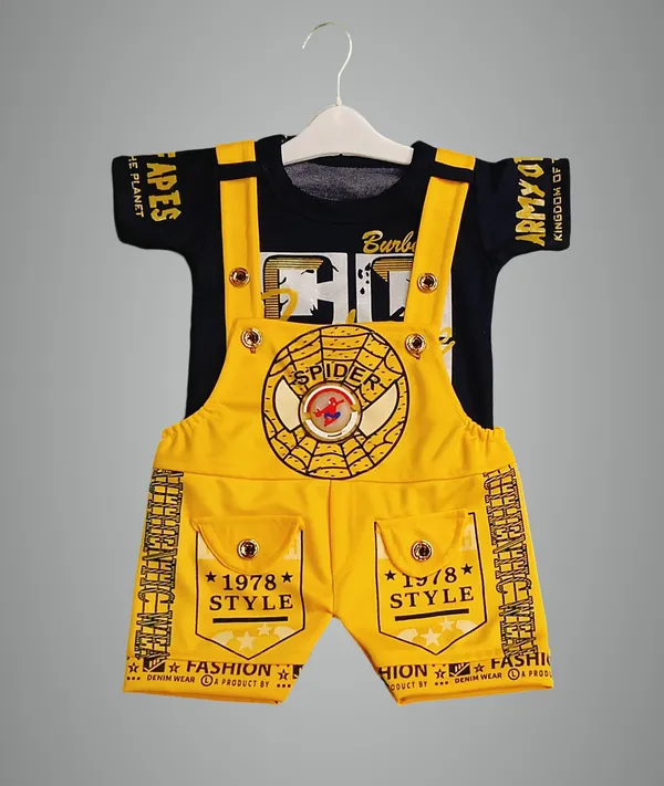 Yellow_Polycotton_Printed_Dungaree_For_Baby_Boys_&_Baby_Girls