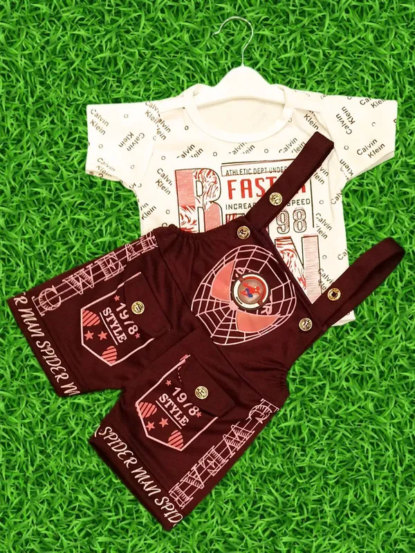 Maroon_Cotton_Blend_Printed_Dungaree_For_Baby_Boys_&_Baby_Girls