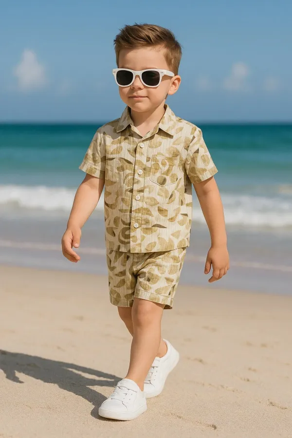 Beige_Cotton_Blend_Printed_Half_Sleeve_Co-Ord_Set_For_Boys
