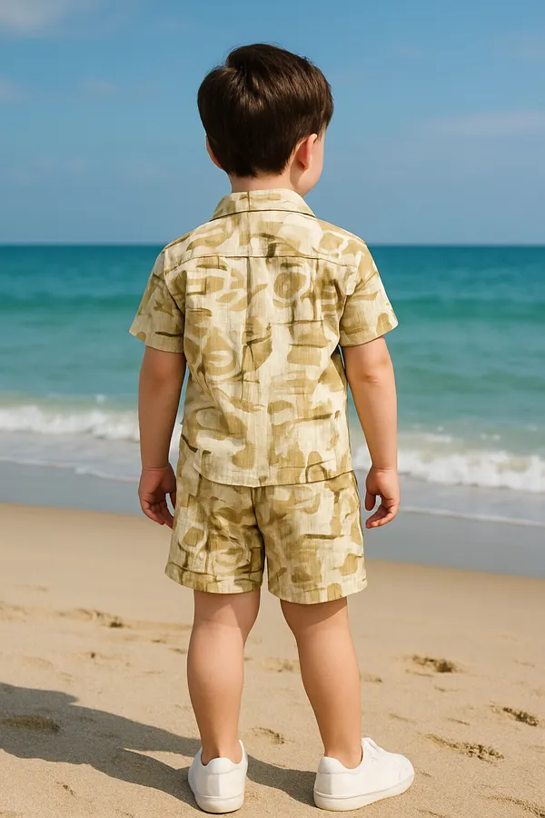 Beige_Cotton_Blend_Printed_Half_Sleeve_Co-Ord_Set_For_Boys