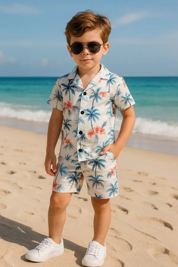 Orange_Cotton_Blend_Printed_Half_Sleeve_Co-Ord_Set_For_Boys