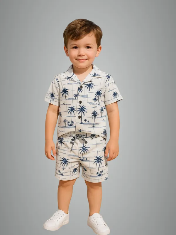 White_Blue_Cotton_Blend_Printed_Co-Ord_Set_For_Boys