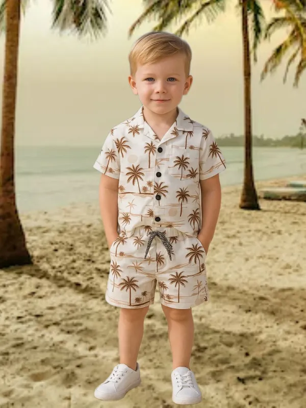 White_Brown_Cotton_Blend_Printed_Co-Ord_Set_For_Boys