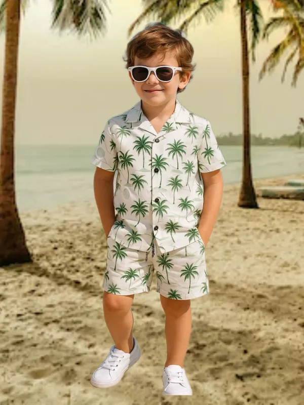 White_Green_Cotton_Blend_Printed_Co-Ord_Set_For_Boys