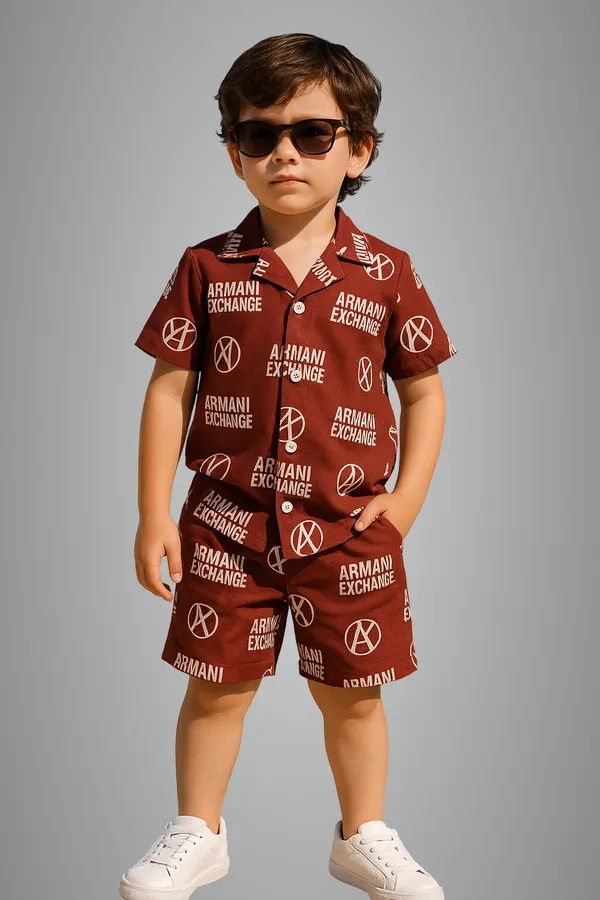 Brown_Cotton_Blend_Printed_Co-Ord_Set_For_Boys
