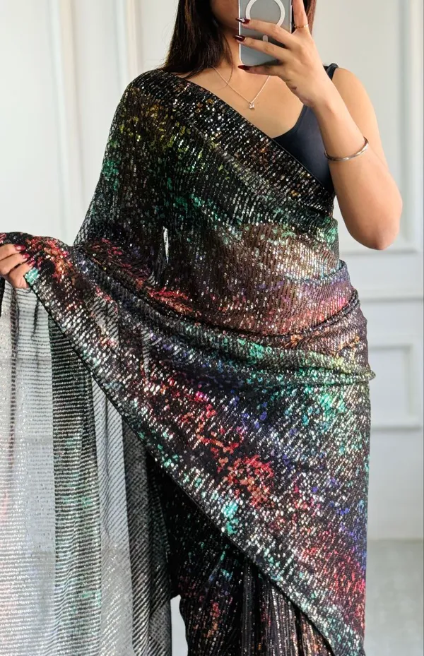 Black_Imported_Fabric_Premium_&_Elegant_Saree_With_Unstiched_Blouse_For_Women