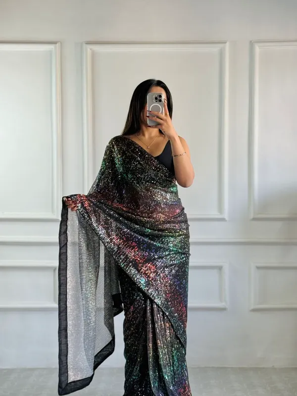 Black_Imported_Fabric_Premium_&_Elegant_Saree_With_Unstiched_Blouse_For_Women