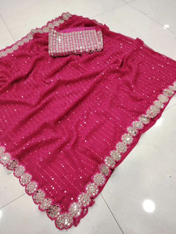 Pink_Georgette_Premium_&_Elegant_Saree_With_Unstiched_Blouse_For_Women