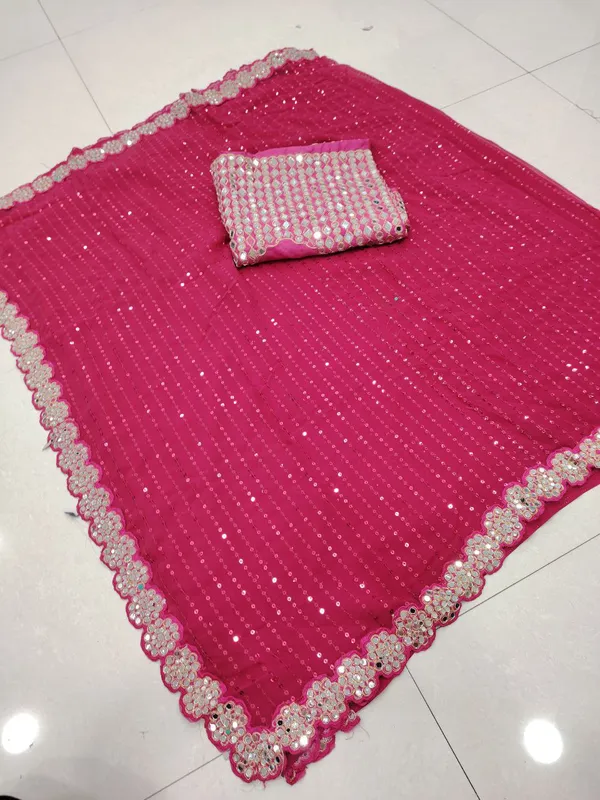 Pink_Georgette_Premium_&_Elegant_Saree_With_Unstiched_Blouse_For_Women