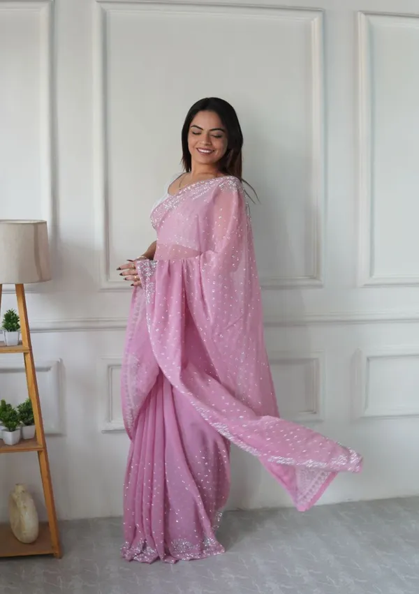 Pink_Georgette_Premium_&_Elegant_Saree_With_Unstiched_Blouse_For_Women