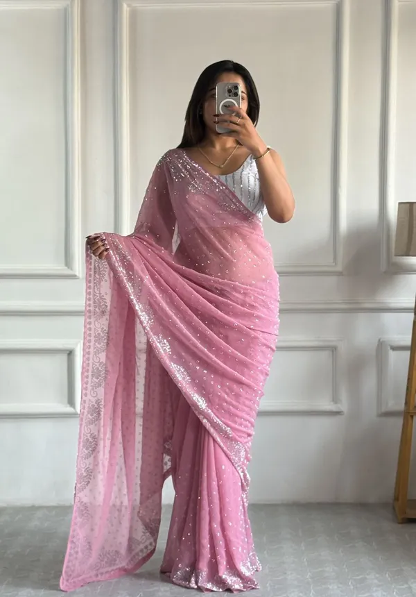 Pink_Georgette_Premium_&_Elegant_Saree_With_Unstiched_Blouse_For_Women