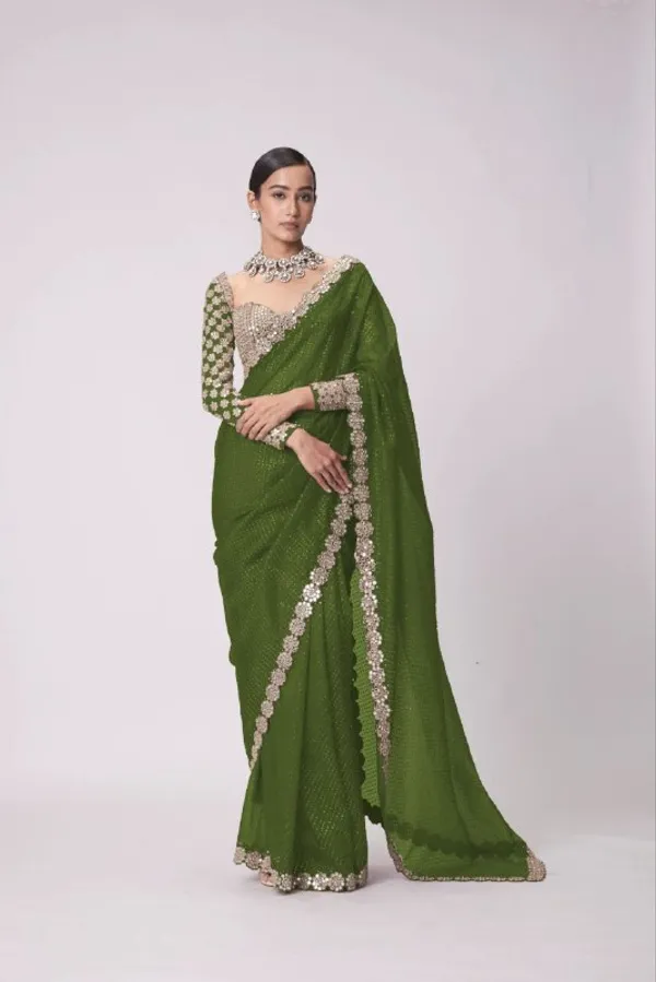 Mahendi_Georgette_Premium_&_Elegant_Saree_With_Unstiched_Blouse_For_Women