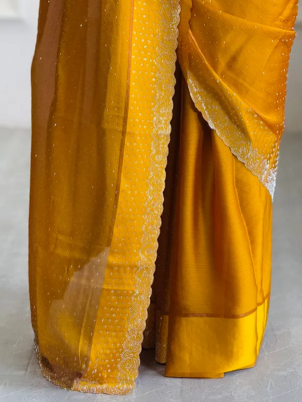 Golden_Chiffon_Satin_Premium_&_Elegant_Saree_With_Unstiched_Blouse_For_Women