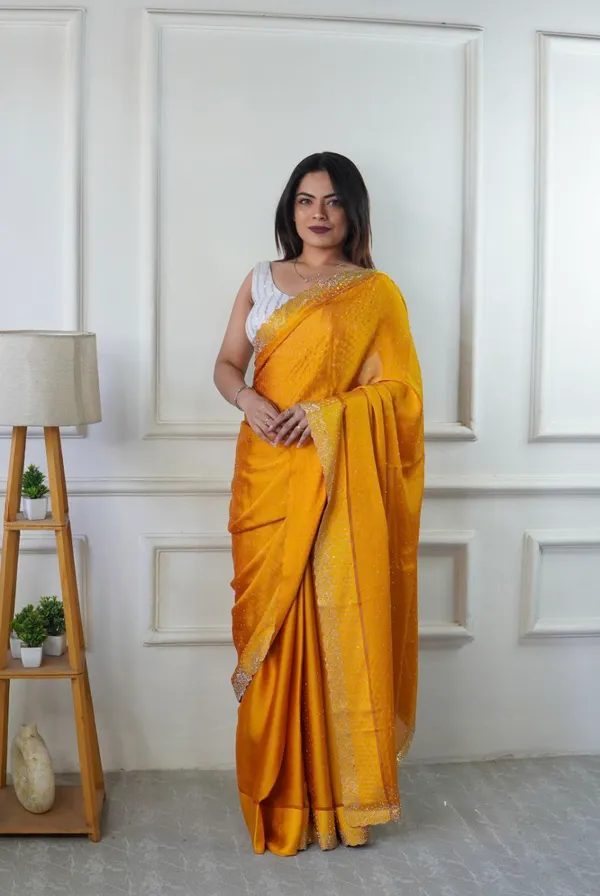 Golden_Chiffon_Satin_Premium_&_Elegant_Saree_With_Unstiched_Blouse_For_Women