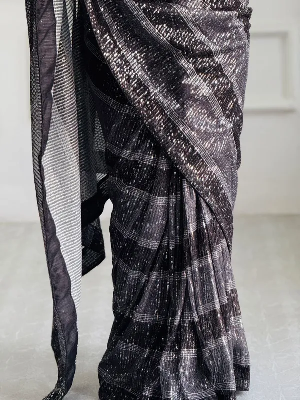 Black_Imported_Fabric_Premium_&_Elegant_Saree_With_Unstiched_Blouse_For_Women