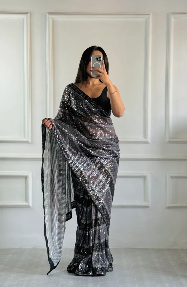 Black_Imported_Fabric_Premium_&_Elegant_Saree_With_Unstiched_Blouse_For_Women