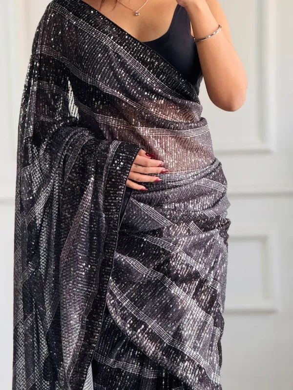 Black_Imported_Fabric_Premium_&_Elegant_Saree_With_Unstiched_Blouse_For_Women