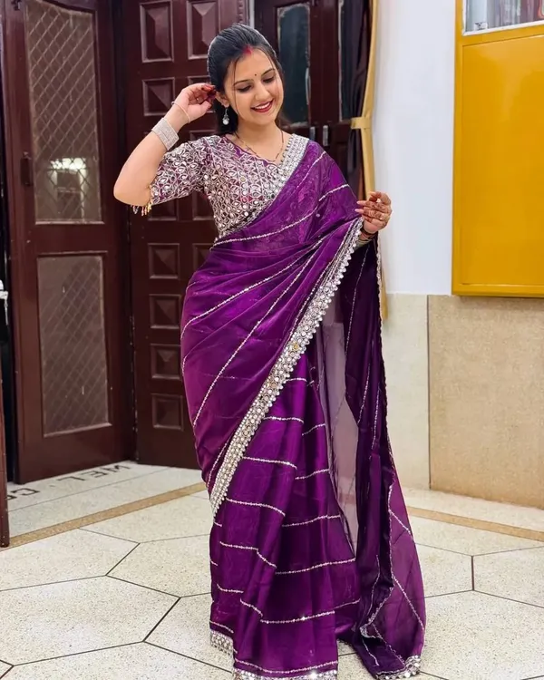 Wine_Jimmy_Choo_Premium_&_Elegant_Saree_With_Unstiched_Blouse_For_Women