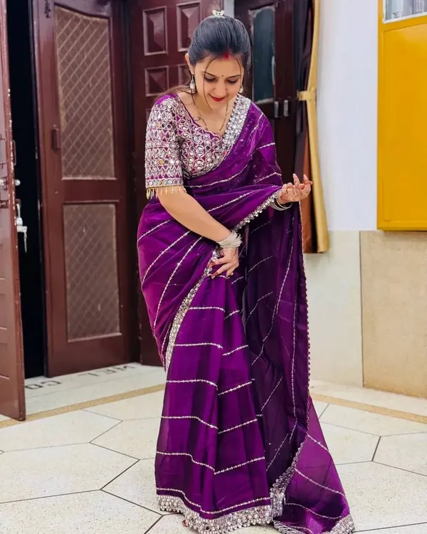 Wine_Jimmy_Choo_Premium_&_Elegant_Saree_With_Unstiched_Blouse_For_Women