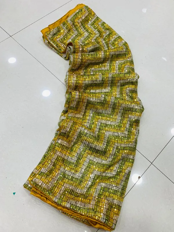 Yellow_Imported_Fabric_Premium_&_Elegant_Saree_With_Unstiched_Blouse_For_Women