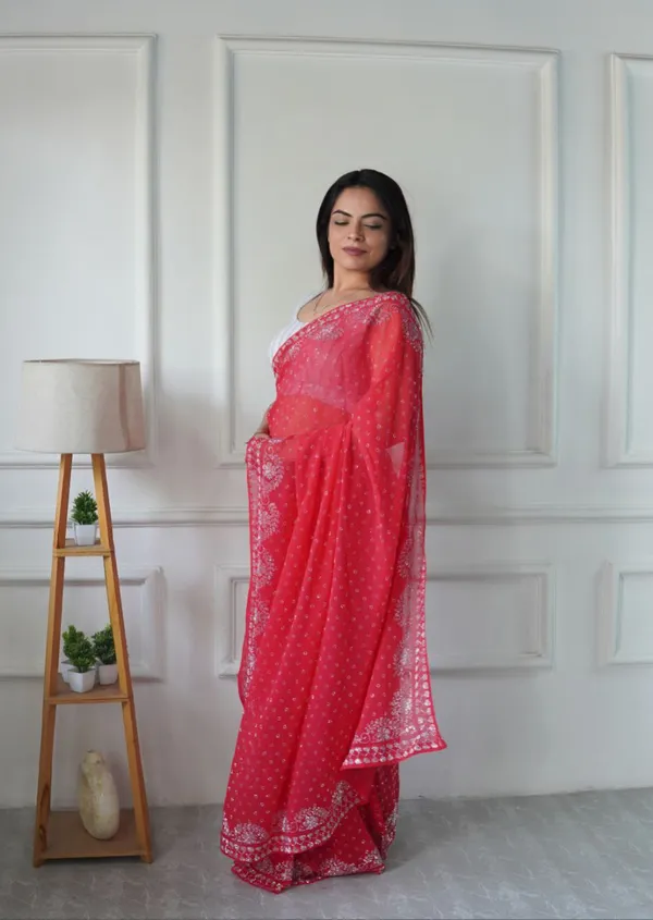 Red_Georgette_Premium_&_Elegant_Saree_With_Unstiched_Blouse_For_Women