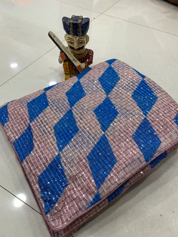 Blue_Imported_Fabric_Premium_&_Elegant_Saree_With_Unstiched_Blouse_For_Women