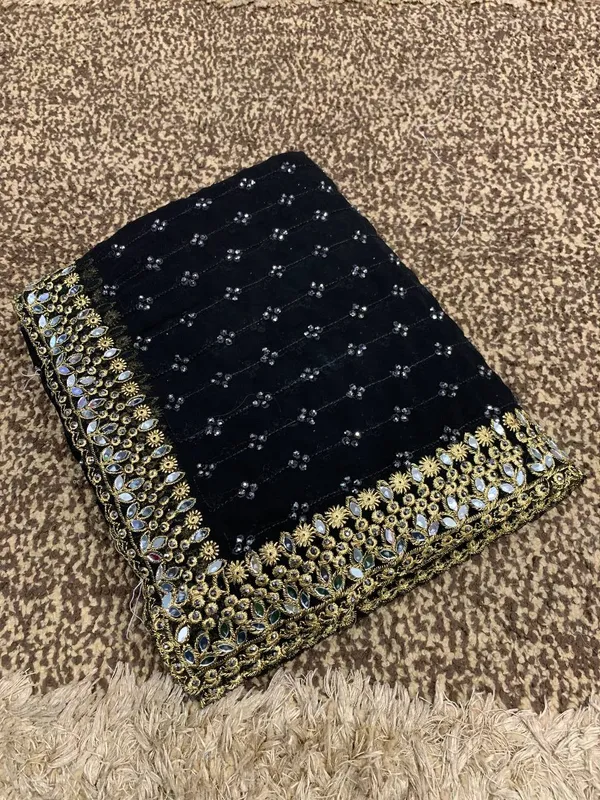 Black_Georgette_Premium_&_Elegant_Saree_With_Unstiched_Blouse_For_Women