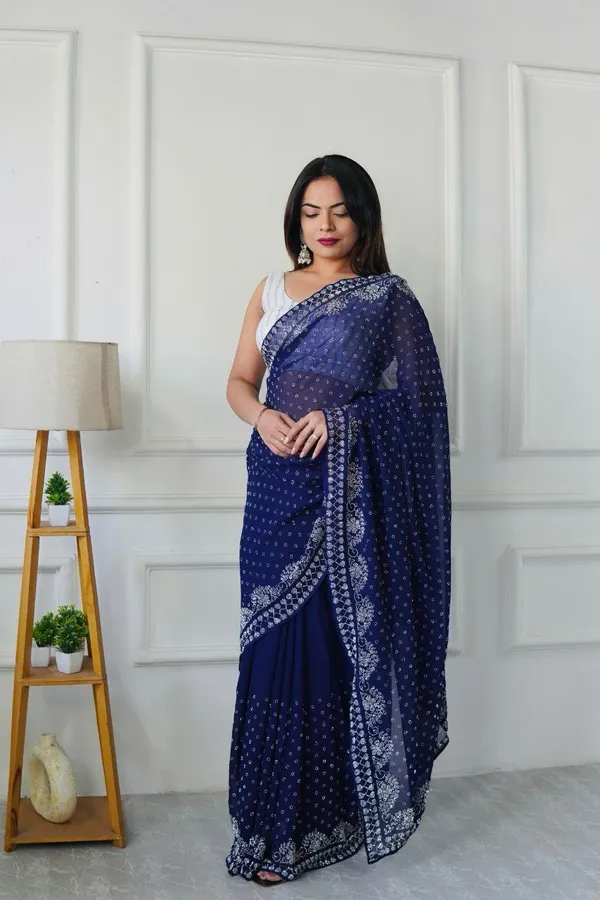 Navy_Blue_Georgette_Premium_&_Elegant_Saree_With_Unstiched_Blouse_For_Women