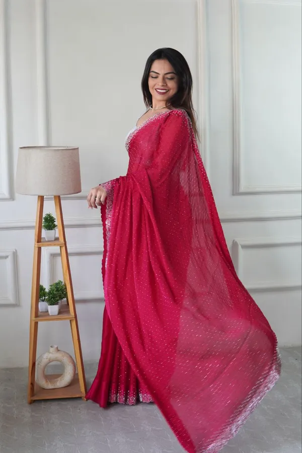 Pink_Chiffon_Satin_Premium_&_Elegant_Saree_With_Unstiched_Blouse_For_Women