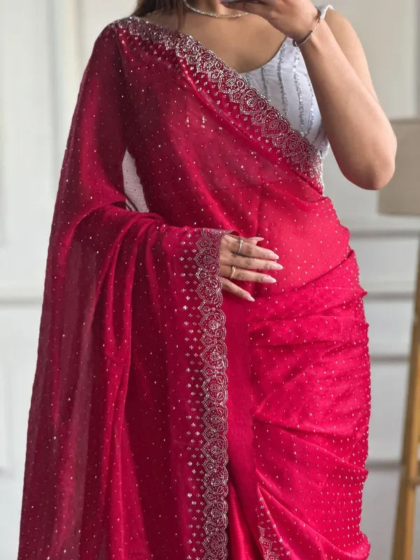 Pink_Chiffon_Satin_Premium_&_Elegant_Saree_With_Unstiched_Blouse_For_Women