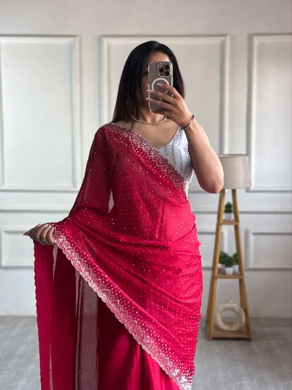 Pink_Chiffon_Satin_Premium_&_Elegant_Saree_With_Unstiched_Blouse_For_Women