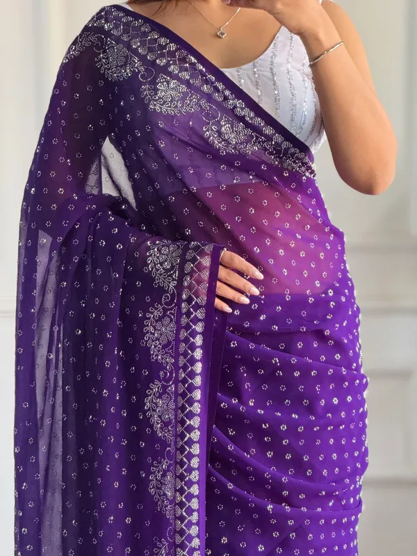 Purple_Georgette_Premium_&_Elegant_Saree_With_Unstiched_Blouse_For_Women