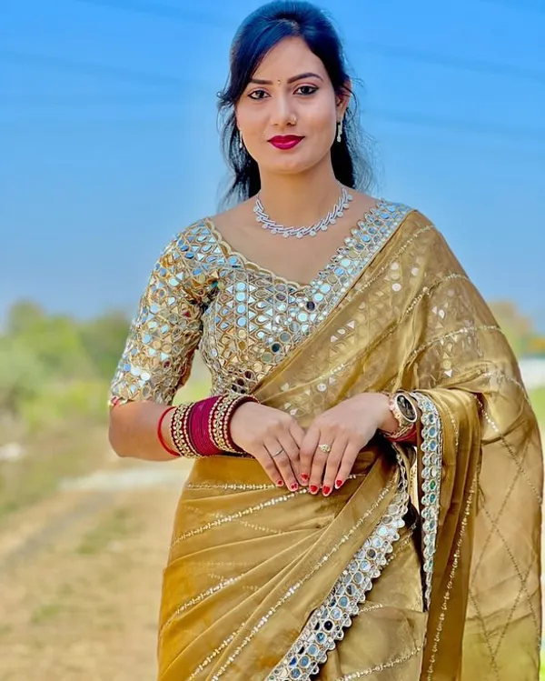 Golden_Jimmy_Choo_Premium_&_Elegant_Saree_With_Unstiched_Blouse_For_Women
