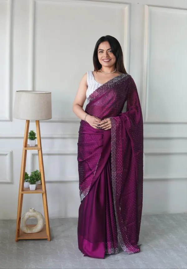 Wine_Chiffon_Satin_Premium_&_Elegant_Saree_With_Unstiched_Blouse_For_Women