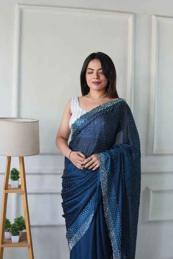 Petrol_Blue_Chiffon_Satin_Premium_&_Elegant_Saree_With_Unstiched_Blouse_For_Women