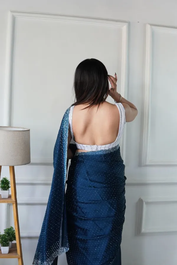 Petrol_Blue_Chiffon_Satin_Premium_&_Elegant_Saree_With_Unstiched_Blouse_For_Women