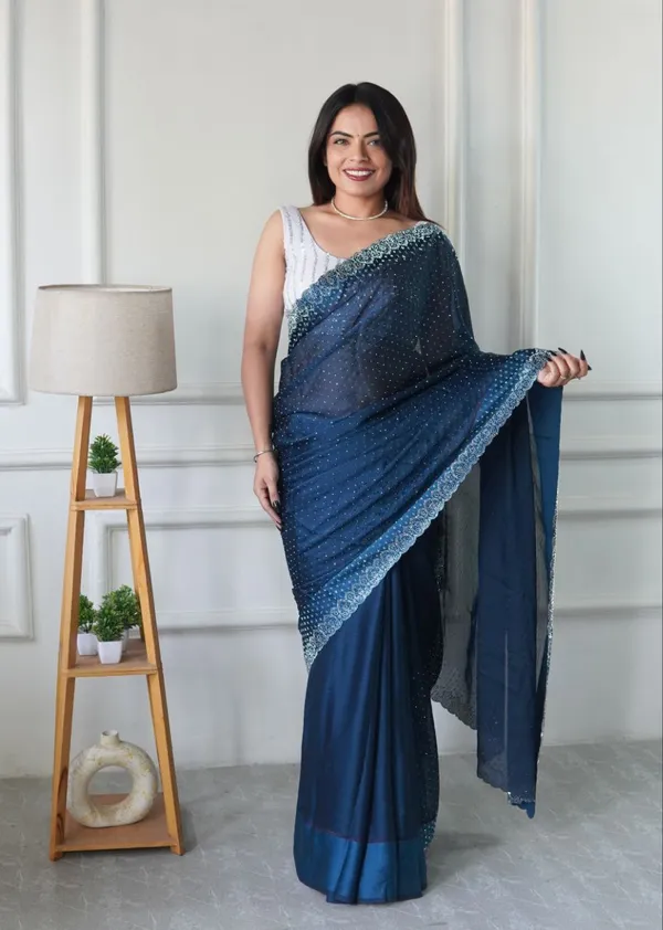 Petrol_Blue_Chiffon_Satin_Premium_&_Elegant_Saree_With_Unstiched_Blouse_For_Women