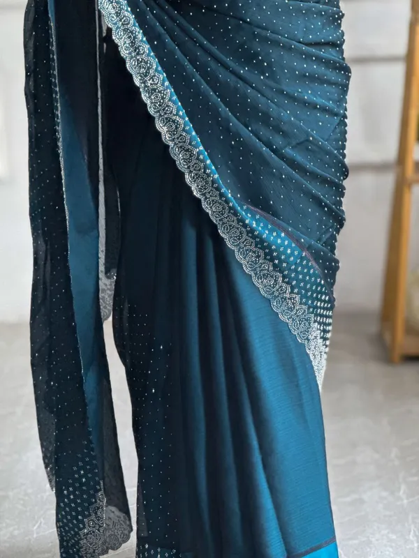Petrol_Blue_Chiffon_Satin_Premium_&_Elegant_Saree_With_Unstiched_Blouse_For_Women