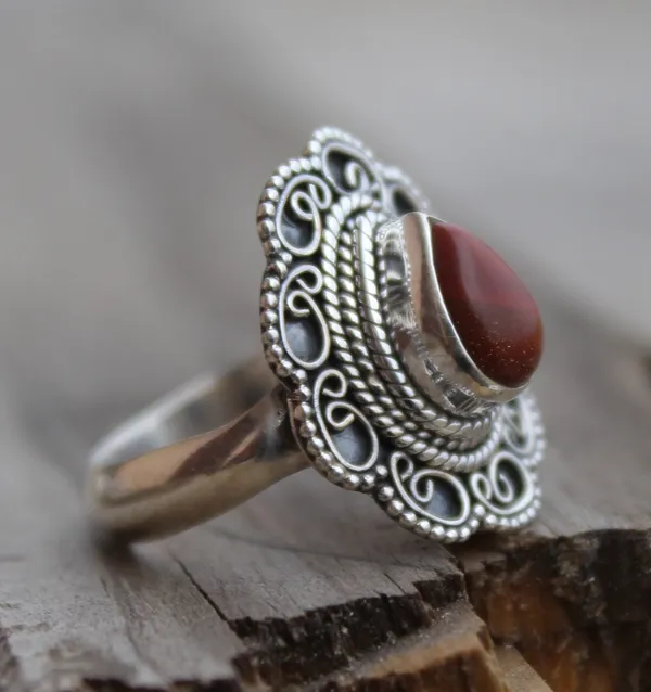 Silver_&_Brown_Sterling_Silver_925_Premium_&_Elegant_Boho_Ring_For_Girls_&_Women
