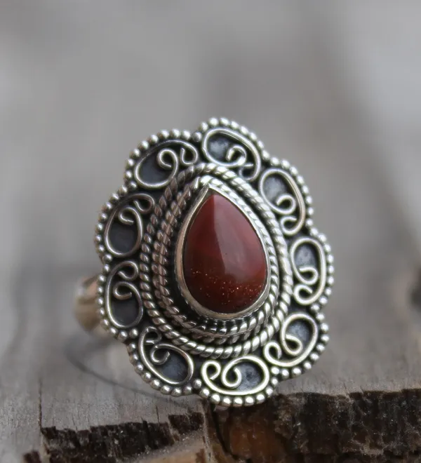 Silver_&_Brown_Sterling_Silver_925_Premium_&_Elegant_Boho_Ring_For_Girls_&_Women