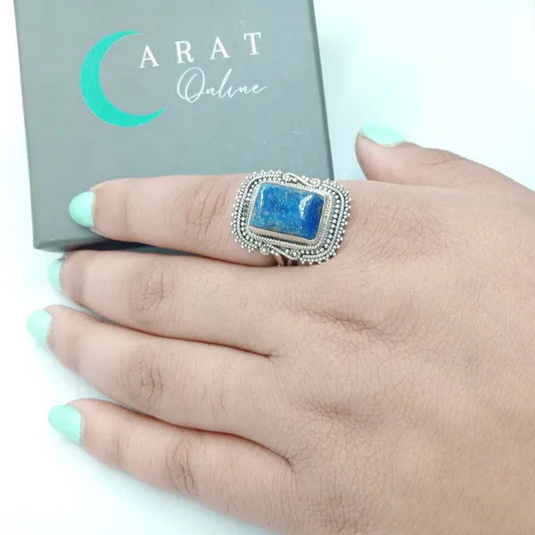 Silver_&_Blue_Sterling_Silver_925_Premium_&_Elegant_Boho_Ring_For_Girls_&_Women