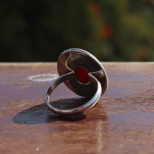 Silver_&_Red_Sterling_Silver_925_Premium_&_Elegant_Boho_Ring_For_Girls_&_Women