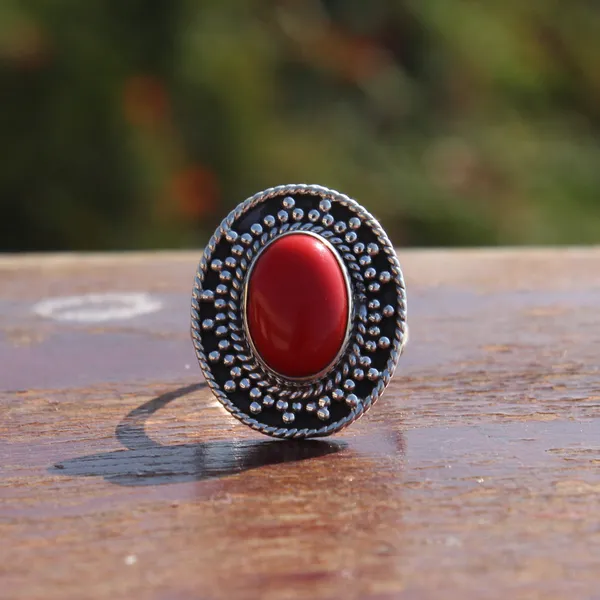 Silver_&_Red_Sterling_Silver_925_Premium_&_Elegant_Boho_Ring_For_Girls_&_Women
