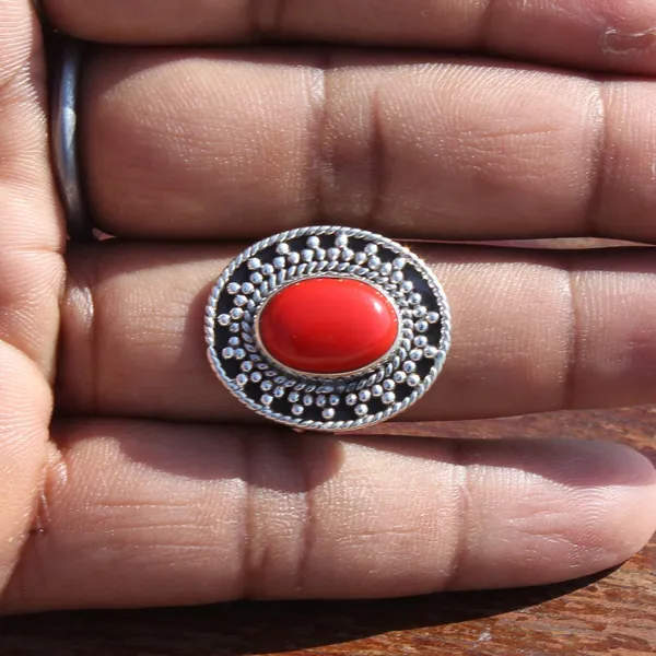 Silver_&_Red_Sterling_Silver_925_Premium_&_Elegant_Boho_Ring_For_Girls_&_Women