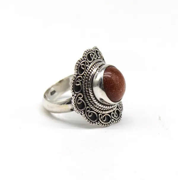 Silver_&_Orange_Sterling_Silver_925_Premium_&_Elegant_Boho_Ring_For_Girls_&_Women